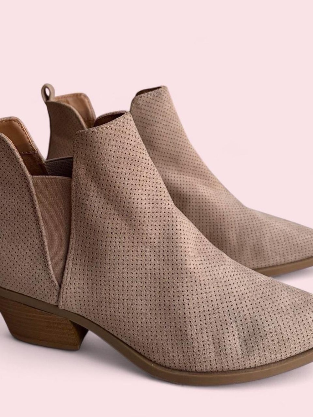 Universal Thread Perforated Taupe Ankle Booties